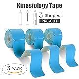 FriCARE Pre-cut Kinesiology Tape, 3 Rolls, X Y I Shape, 2”x 10 inch/Strip, Therapeutic Sports Athletic Tape for Knee Shoulder Muscle Support, Adhesive, Waterproof, FDA Approved, Free E-Guide Download