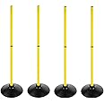ASENVER Soccer Agility Poles Set Detachable Sports Trainning Speed Pole Slalom Poles with Rubber Base Sport Traning Equipment