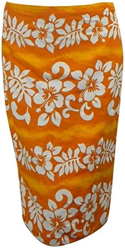 Womens Hibiscus HAWAIIAN Sarong Wrap (Medium, Yellow)