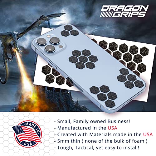 Dragon Grips Grip Tape Cell Phone Grip Stickers Mouse Grip Tape, Black 84pc Multi Purpose Set Rubberized Grip Stickers, Rubber Grip Adhesive Strips for Phone, Laptop, iPad, iPhone, Tablet & Gaming