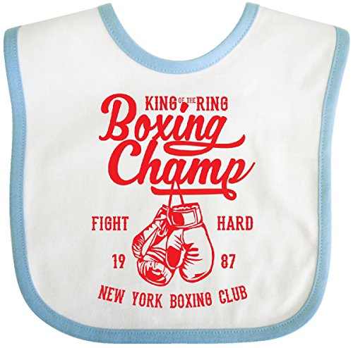 Inktastic - Boxing Champ Baby Bib White/Blue 2c7ca