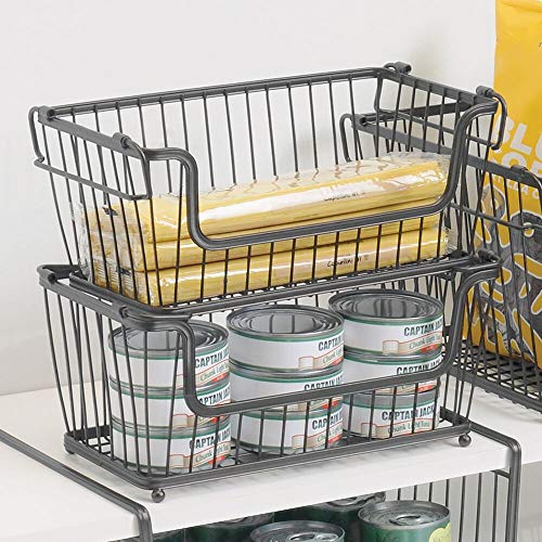 mDesign Modern Farmhouse Metal Wire Household Stackable Storage