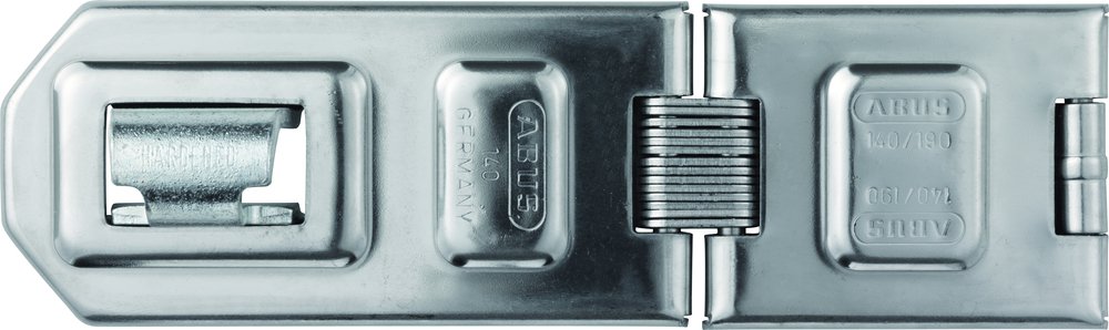 ABUS Diskus Hinged hasp and Staple 140/190 - Device for Padlocks - Double Joint for Hinged Doors and Corner Solutions - Security Level 8 - Silver