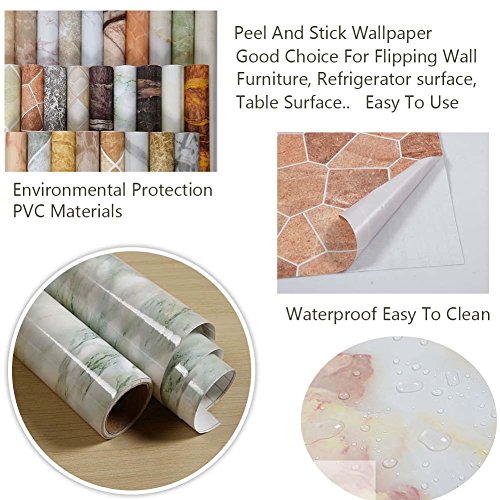 Brown Granite Contact Paper for Countertops Cream Brown Marble Texture, 23.62"X196.85" Inch Roll