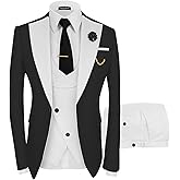 Wangyue Mens Suit 3 Piece Slim Fit Suits for Men Wedding Prom Tuxedo for Men Formal Business Suit