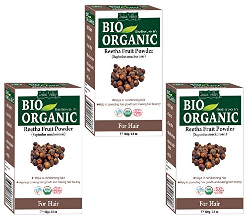 Indus Valley Reetha Powder (Sapindus Mukorossi) For Or Soft, Shining And Smooth Hair With Its Properties Of Vitamin A, B, E And K Pack Of 3