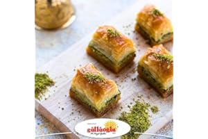 SINCE 1871 GÜLLÜOGLU Gulluoglu Dry Baklava with Pistachio, 1.1 lb - 500 gr/14 pieces (3 Pack), daily fresh shipment from Istanbul/Turkey