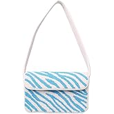 Indian Shelf Premium Handcrafted Beaded Bags for Women, Girls - Women Evening Purse Blue & White Zebra Pattern (with Box)