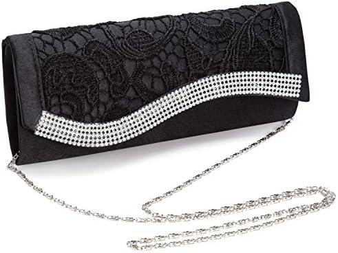 Chichitop Womens Luxury Wedding Party Purse Clutch Rhinestone Lace Prom Handbag