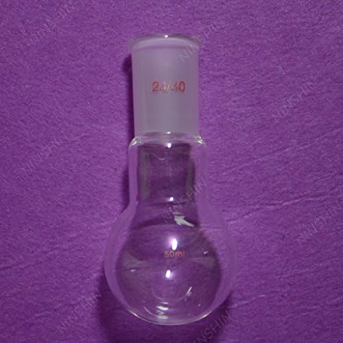 NANSHIN Glassware,50ml,24/40,1 Neck,Round Bottom Glass Flask,Single Neck,Laboratory Boiling Bottle