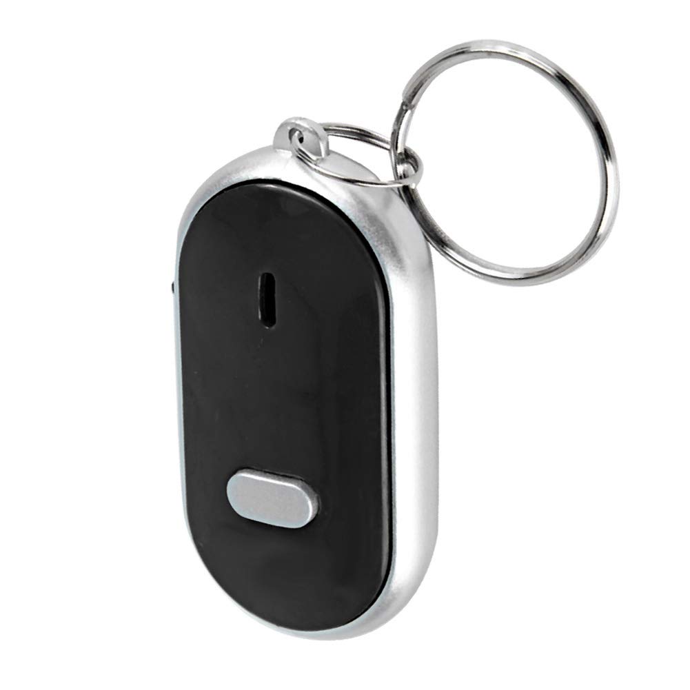 Key Finder Voice Control Anti-Lost Device Key Finder with Whistle for Pet Keychain Locator Key Suitcase（2 colors for your choice）(Black)
