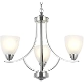 VINLUZ 3 Light Contemporary Chandeliers Brushed Nickel Modern Light Fixtures Ceiling Hanging Classic Pendant Lighting for Foy