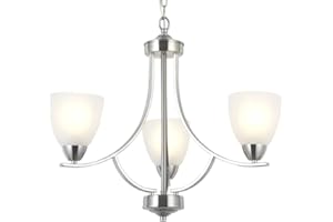 VINLUZ 3 Light Contemporary Chandeliers Brushed Nickel Modern Light Fixtures Ceiling Hanging Classic Pendant Lighting for Foyer Bedroom Dining Room Bathroom