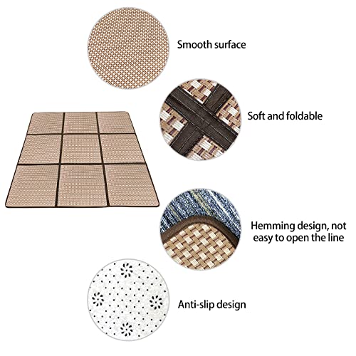 SHJADE Large Tatami Mat, 71'' X 71'' Futon Mattress, Foldable Rattan
