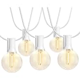 SUNTHIN 27FT White Outdoor String Lights with 14 G40 LED Bulbs | 1 Spare Bulb Included, Shatterproof Waterproof Patio Lights for Yard, Porch, Deck, Garden &amp; Pergola Outdoor Decoration