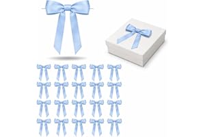 Satin Ribbon Bows for Gift Wrapping, 30 Pcs 5x7 Inch Pre-Made Bows with Twist Tie for Birthday Wedding Christmas Decor - Sing