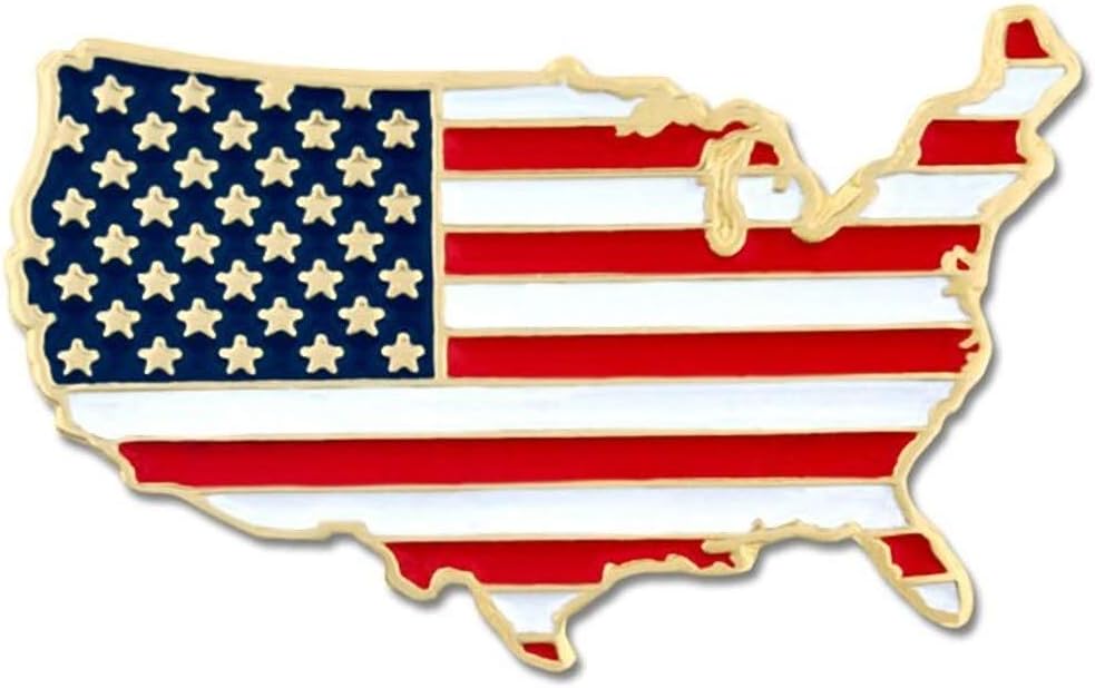Biblical-World United States Shape Flag Gold Lapel Pin : Sports & Outdoors