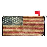 Wamika Vintage American Flag US Stars and Red Stripe Mailbox Covers Standard Size Patriotic American Star Stripe Magnetic Mail Cover Letter Post Box 21