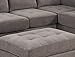 Bobkona Austin 3-Piece Reversible Sectional with Ottoman Sofa Set, Charcoal