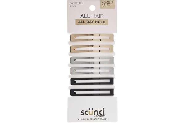 Scunci by Conair No-Slip Grip Stay Tight Barrettes - hair barrettes for women - hair accessories for women - hair clips - Gol