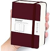 Mix Media Pad,3.5"x5.5" Small Hardcover Leather Art Sketchbook,105 GSM 200 Sheets/400 Pages Acid Free Artistic Painting Drawing Sketching Writing Paper, Handy Pocket Journal Notebook. Wine Red