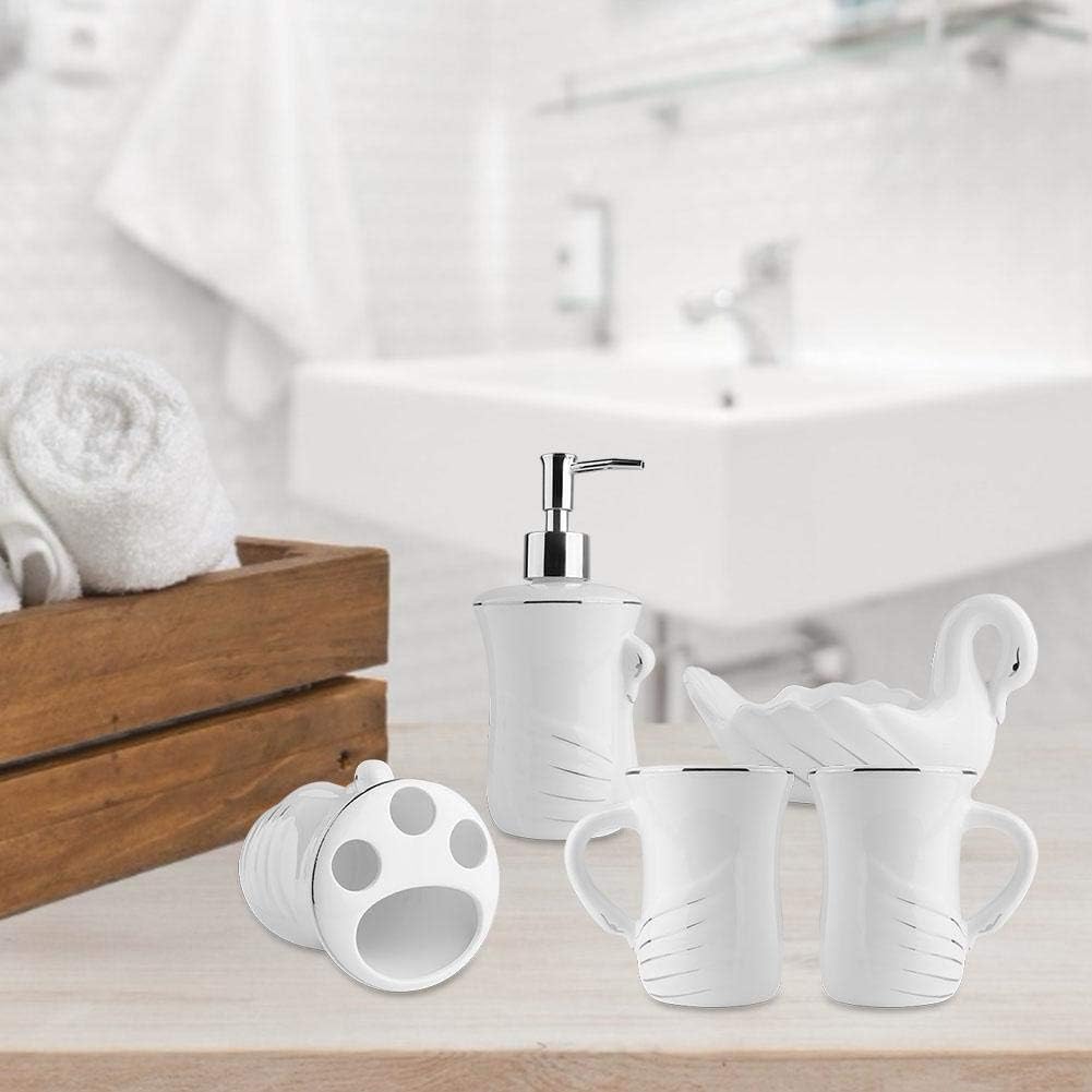 Weiss Greensen Badezimmer Set 5 Teiliges Badzubehor Aus Keramik Badezimmer Zubehor Mit Seifenspender Zahnburstenhalter Und Tasse Bad Accessoires Set Seifenkiste Badaccessoires Badausstattung