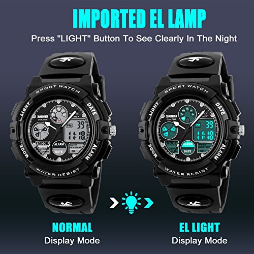 Boys Watches for Kids Age 5-13 Waterproof Sports Digital Wrist Watches with Date Day Alarm Chime Stopwatch 1163-Black