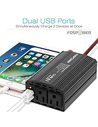 FosPower Car Power Inverter 150 W convertidor [DC 12 V 40 A   AC Outlets   4,8 un vehículo USB] Portable Charger Plug Adapter Para Smartphone, tablet, computadora portátil y Más