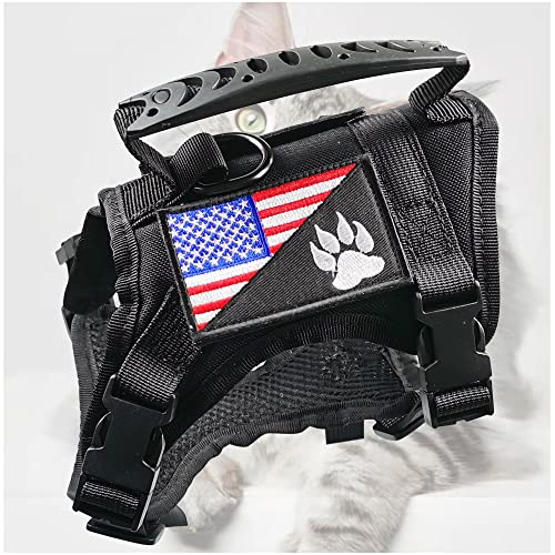 Tactical Cat Harness for Walking Escape Proof, Adjustable Military K9