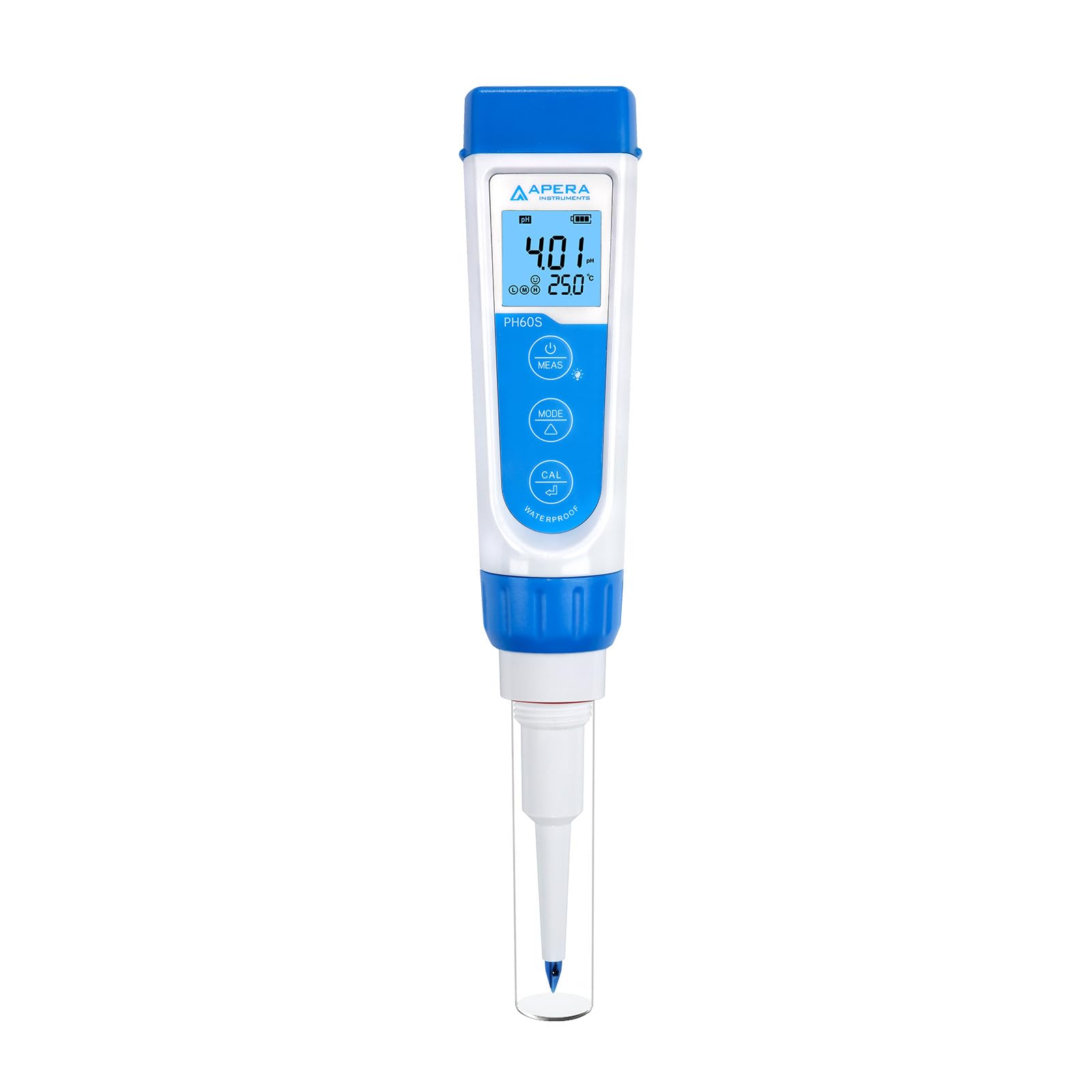 Photo 1 of Apera Instruments Premium-Series PH60S Food pH Pocket Tester Kit, Swiss Spear pH Electrode, ±0.01 pH Accuracy, -2.00-16.00 pH Range (AI313)