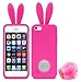 Newstore Cute Lovely Hot Pink Bunny Rabbit Silicone Soft Case Cover Skin for Apple iPhone 5/5S with Furry Tail