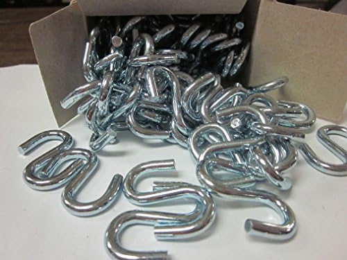 100 Heavy Duty 4.3Mm X 1-1/2" Standard S Hook Zinc Plated Steel Hooks #54051