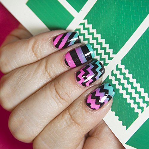 510 Nail Art Stencils Vinyl - 22 Different Shapes: Big Hearts, ZigZag, French Tip & More Adhesives Stripe Guides Patterns Designs 3 Sheets Supplies Kit Sticker Tape Decal Foil Craft Gift Teen Girl