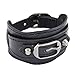 SusenstoneRivet Stud Leather Belt Bangle Wristband Bracelet (Black)
