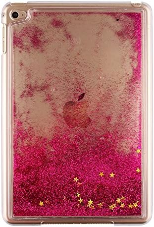 Nasin iPad Mini 4 Case, iPad Mini 4 Case, Creative Design Bling Glitter Shiny Quicksand Sparkle Flowing Floating Liquid Transparent Plastic Back Cover (Rose Red)