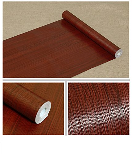 Wood Grain Contact Paper Self Adhesive Shelf Liner Covering for Countertop Kitchen Cabinets Wall Table Door Desk (Mahogany 17.7