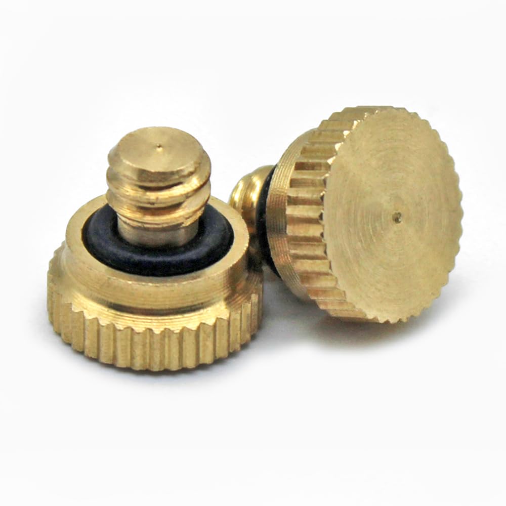 Brass Misting Nozzle Plug,YuCool Heavy Duty 3/16 Screw Thread Brass Misting Nozzle Plug for Raised Garden Backyard Outdoor Cooling System,12 Pcs