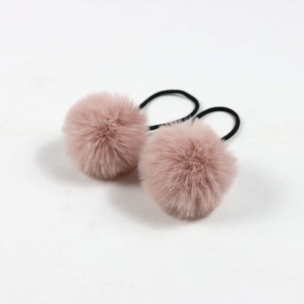 Lurrose 12 Pieces Pom Hair Ties Pompom Ball Elastic Hair Band Ball Fluffy Ponytail Holders Plush Hair Accessories for Women Lady Girls - Image 4