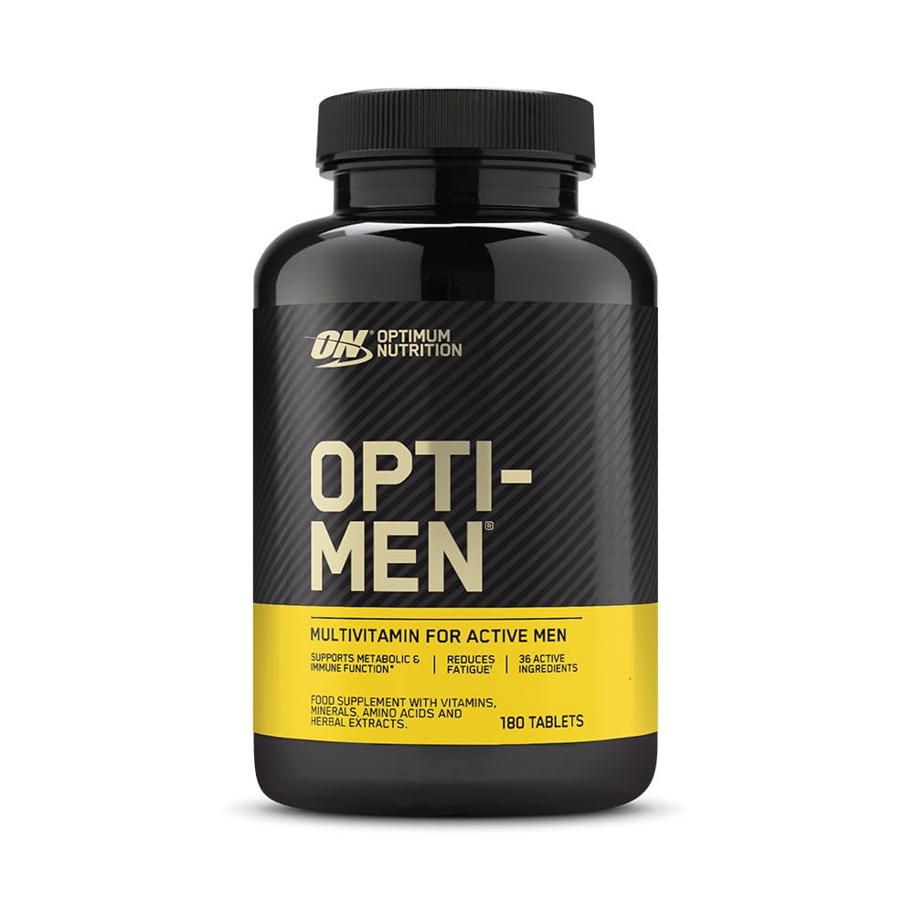 Optimum Nutrition Opti-Men Multi-Vitamin Supplements for Men with Vitamin D, Vitamin C, Vitamin B6 and Amino Acids, Unflavoured, 60 Servings, 180 Capsules