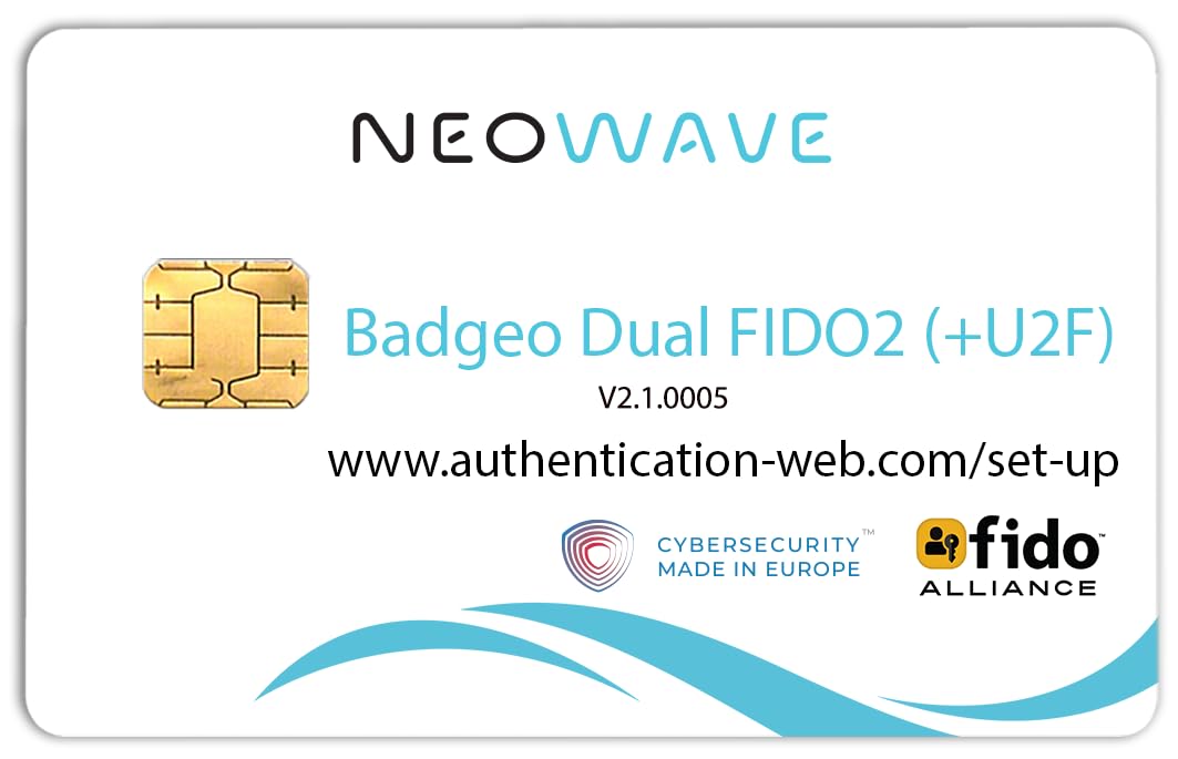 Badgeo Dual FIDO2 (+U2F) Contactless and NFC Smart Card