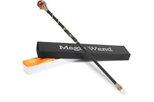 BUBBMI Witch Magic Wand with Crystal, Wooden Wizard Halloween Christmas Cosplay Accessories Sorcerer Collection Witchcraft Props with Gift Box (red 2)
