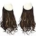 SARLA Invisible Wire Hair Extensions with 3 Clips Synthetic Wavy Curly Hairpiece Adjustable Transparent Headband for Women 16 Inch Dark Brown/Golden Blonde Highlights