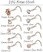Tornito 20G 10Pcs Stainless Steel Nose Screw Studs Rings CZ Nose Ring Labret Nose Piercing Jewelry for Men Women Rose Gold Tone
