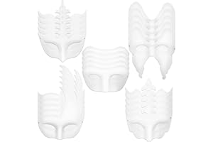 Ioffersuper 40 Pack Paper Mardi Gras Mask Plain White Masquerade Mask DIY Half Face Paper Masquerade Masks for Women Men Adults Costume Party Art Crafting Project Performances