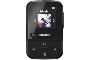 SanDisk 32GB Clip Sport Go MP3 Player, Black - LED Screen and FM Radio - SDMX30-032G-G46K