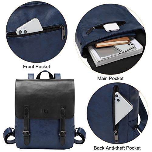 mens blue leather backpack