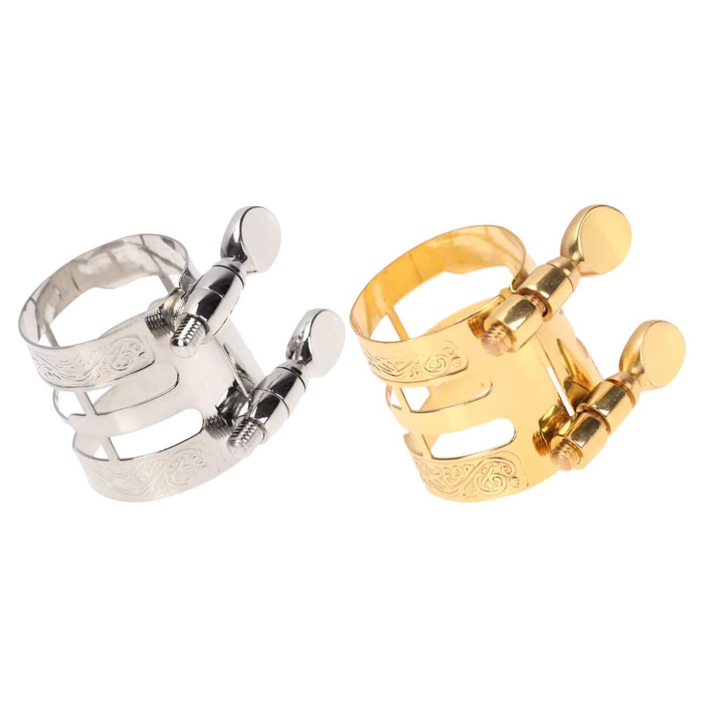 MILISTEN 1 Pair Alto Sax Mouthpiece Ligature Double Screws Ligature Brass Lacquered Brass Alto Saxophone Ligature for Saxophone Accessories