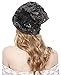 Lovful Womens Lace Flower Head Cap Beanie Hat Cap Turban,Black