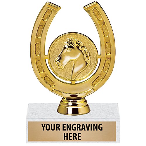 Crown Awards 6" Gold Horseshoe Trophy Golden Horseshoe Award Trophy