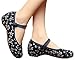 AvaCostume Womens Flower Painting Flats Mary Jane Qipao Dress Shoes, Blue 37